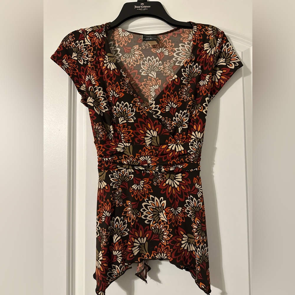 JTB  Multicolor Floral Wrap Top